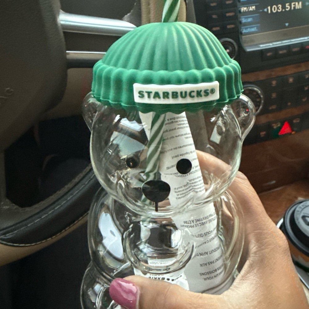 Starbucks Clear Bear Tumbler with Green Lid